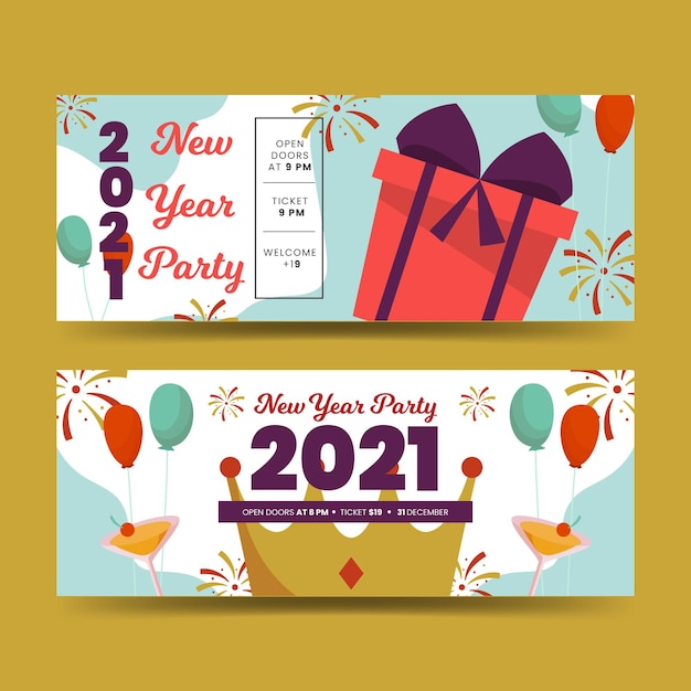 Flat design new year 2021 party banners template