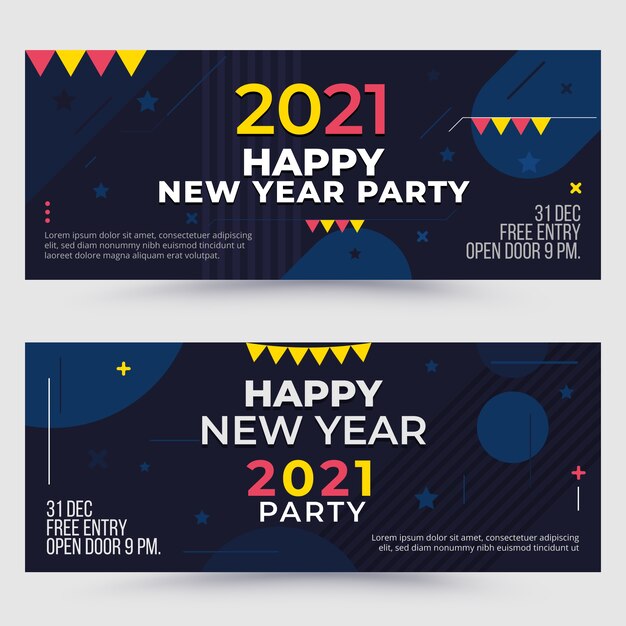 Flat design new year 2021 party poster template