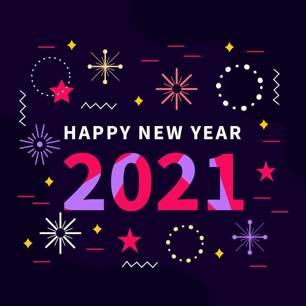 Flat design new year 2021