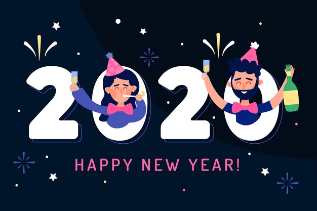 Flat design new year background