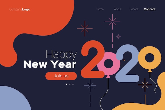 Flat design new year landing page template