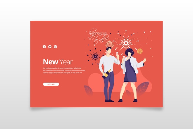 Free Vector flat design new year landing page template