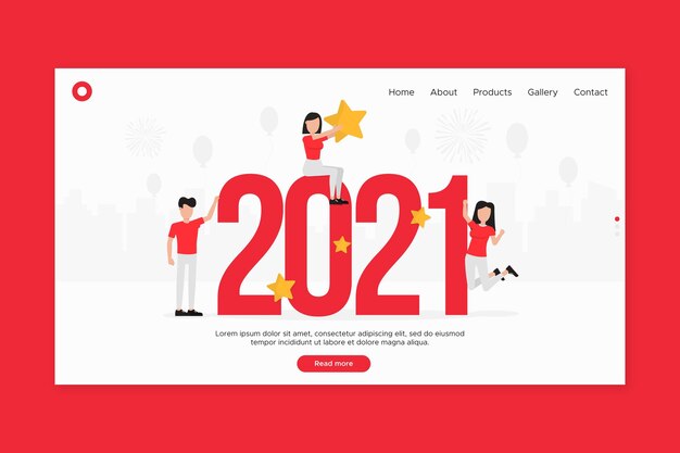 Flat design new year landing page template