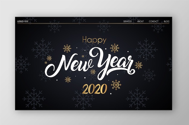 Flat design new year landing page