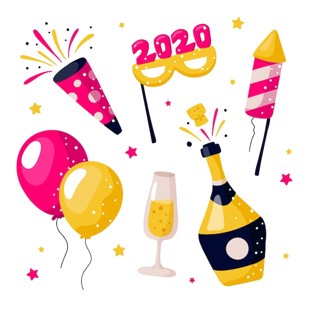 Free Vector flat design new year party element collection