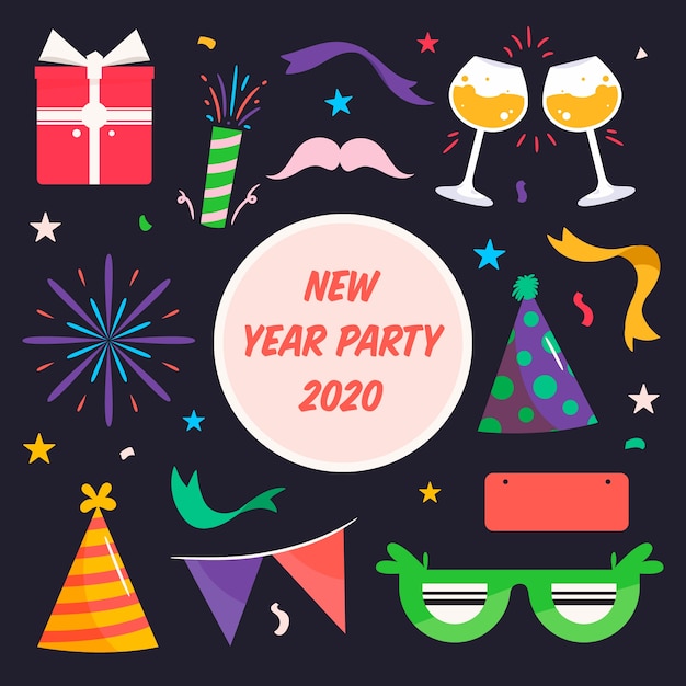 Free Vector flat design new year party element collection