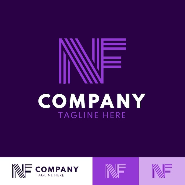 Flat design nf or fn logo template