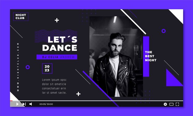 Flat design night club youtube thumbnail