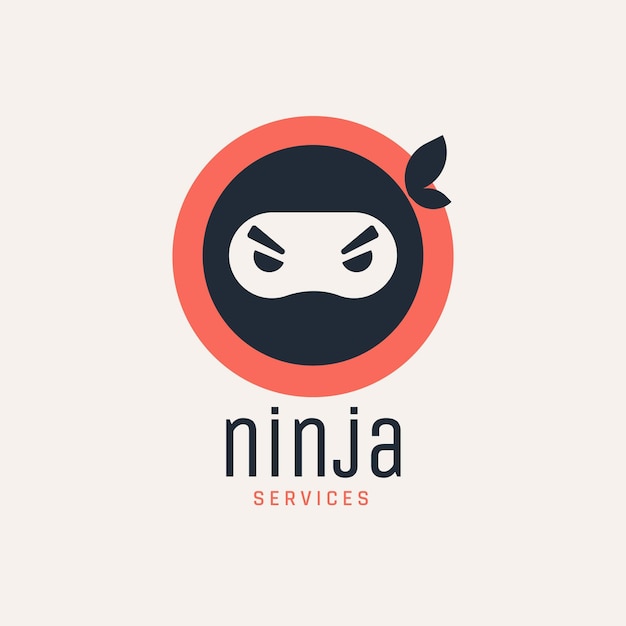 Flat design ninja logo template