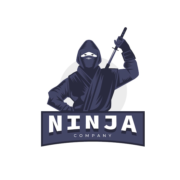 Flat design ninja logo template