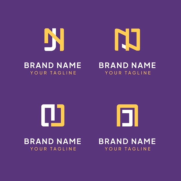 Free vector flat design nj monogram template