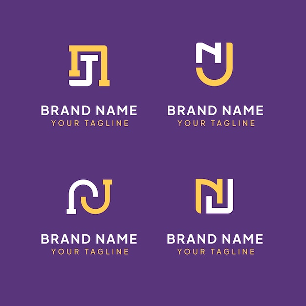 Free Vector flat design nj monogram template