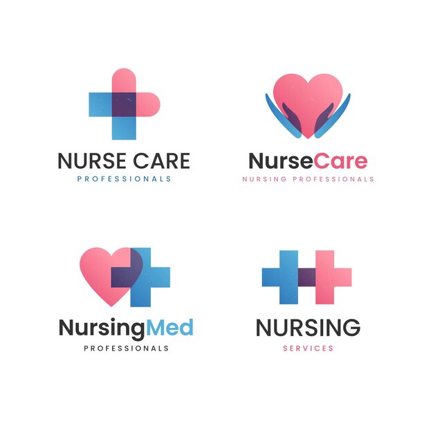 Flat design nurse logo collection