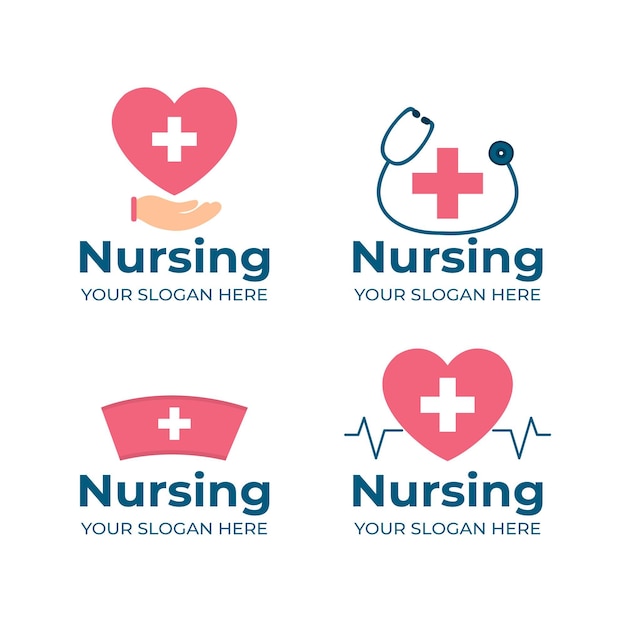 Flat design nurse logo template collection