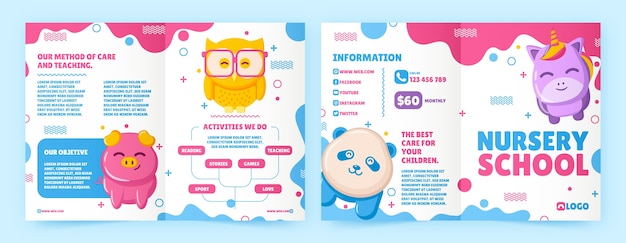 Flat design nursery school brochure