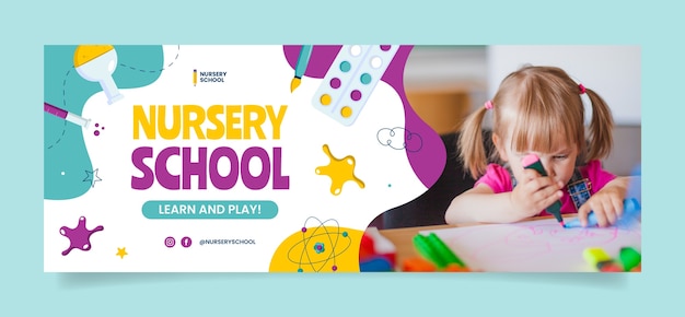 Flat design nursery school template