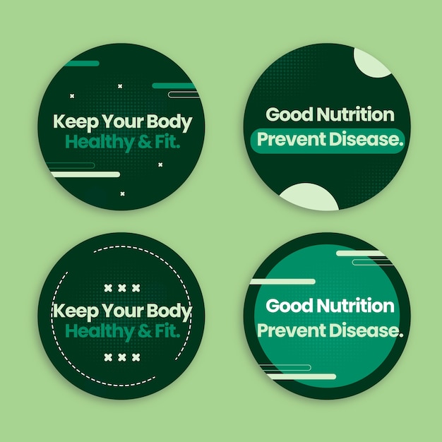 Flat design nutritionist job labels template