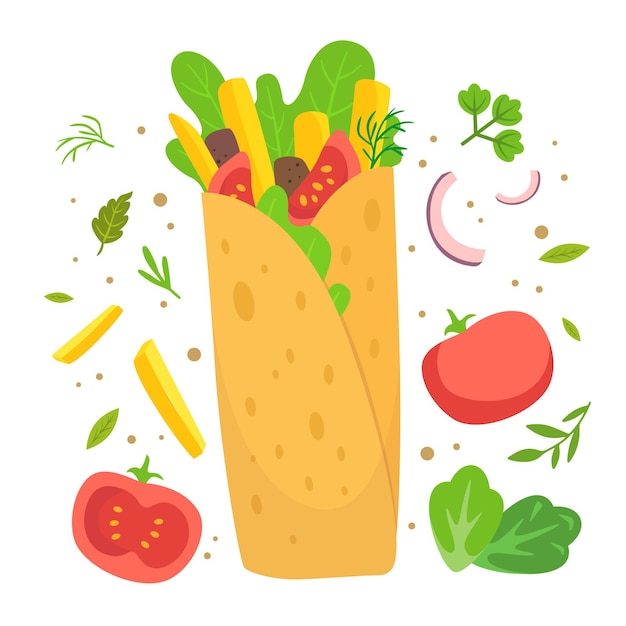 Free Vector flat design nutritious shawarma illustration