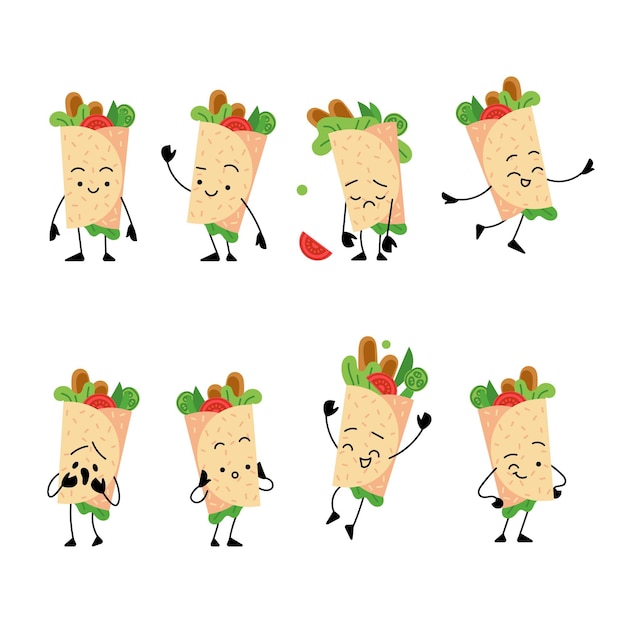 Flat design nutritious shawarma illustration