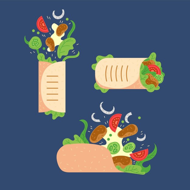 Free Vector flat design nutritious shawarma illustration