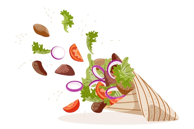 Free Vector flat design nutritious shawarma illustration