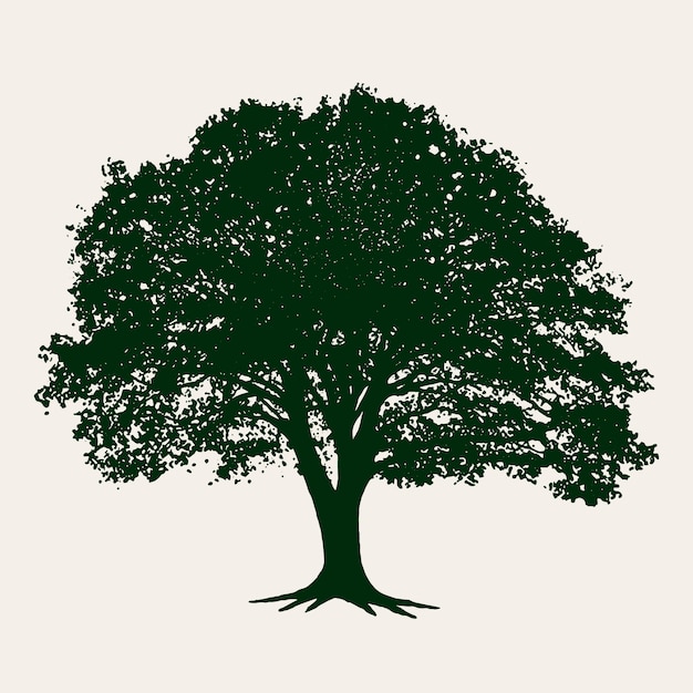 Free Vector flat design  oak tree silhouette