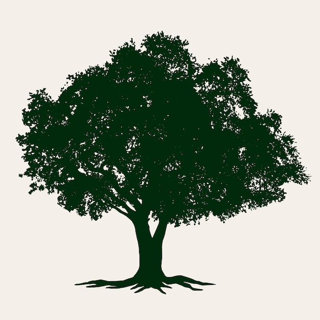 Flat design  oak tree silhouette