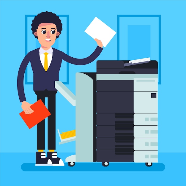 Free Vector flat design office printer illustration