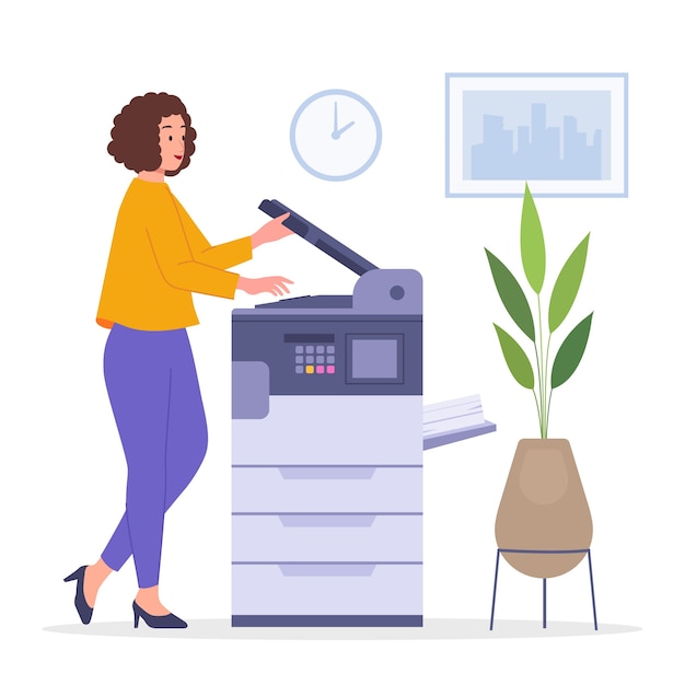 Free Vector flat design office printer illustration