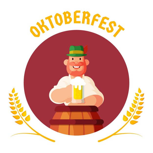 Flat design oktoberfest background with man