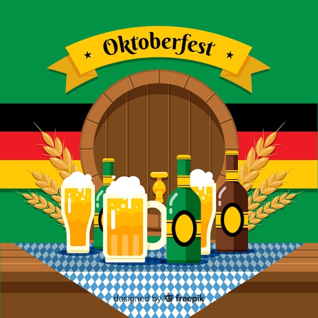 Flat design oktoberfest background