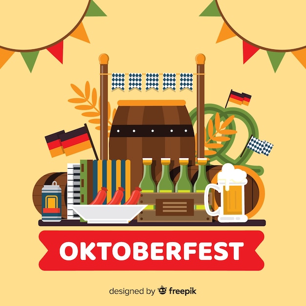 Flat design oktoberfest background