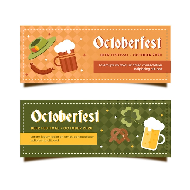 Flat design oktoberfest banners pack