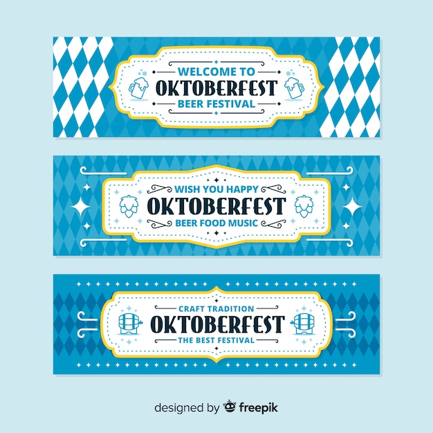 Flat design oktoberfest banners template