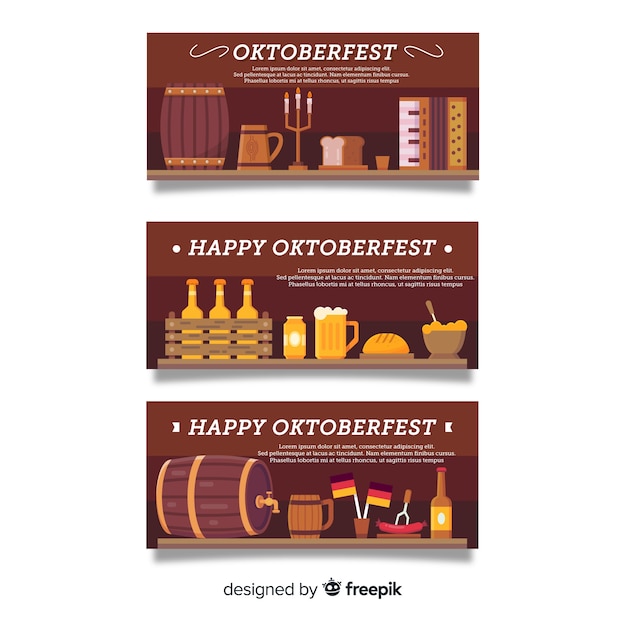 Free Vector flat design oktoberfest banners template