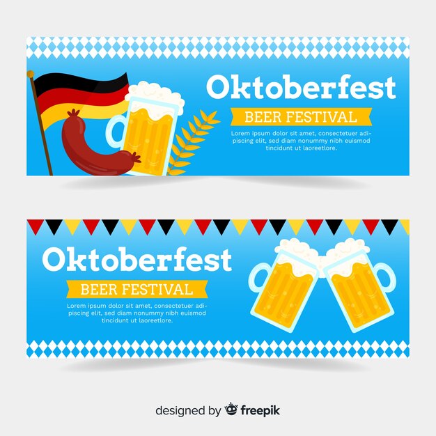 Flat design oktoberfest banners template