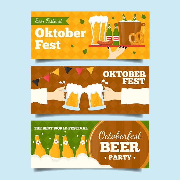 Free Vector flat design oktoberfest banners template