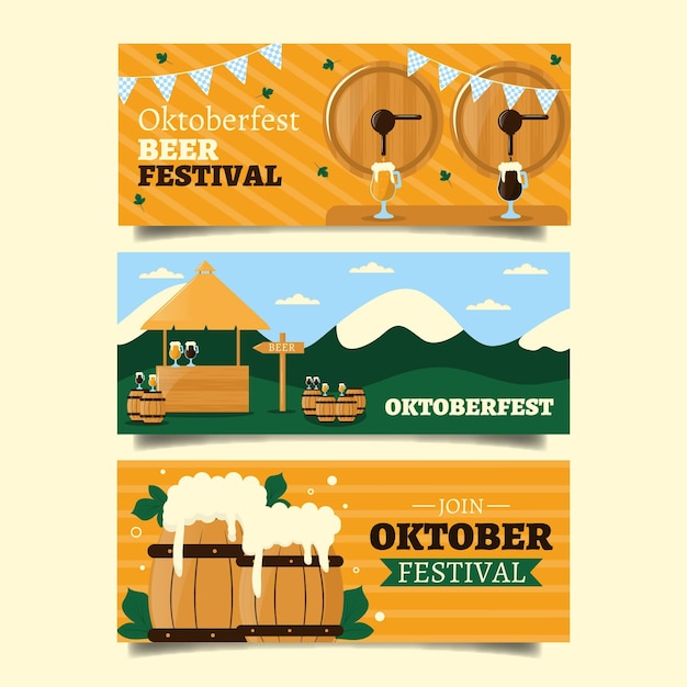 Free Vector flat design oktoberfest banners template