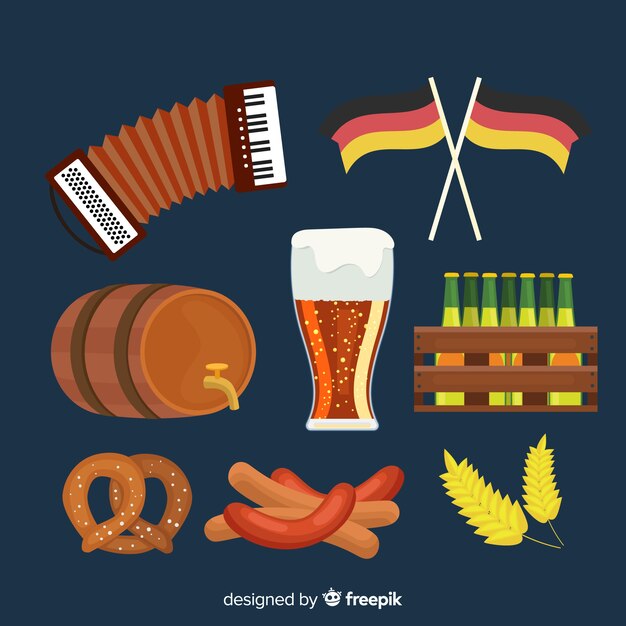 Flat design oktoberfest element collection