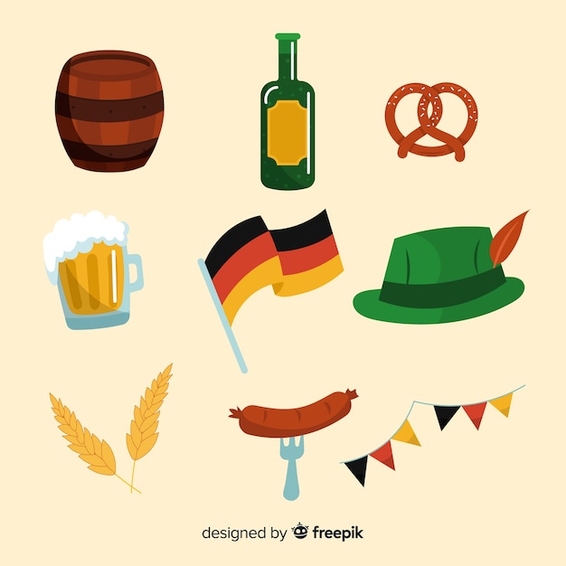 Flat design oktoberfest element collection