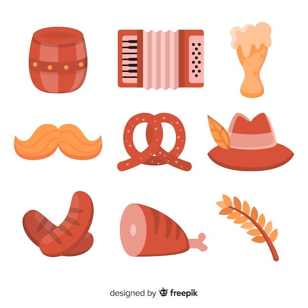 Flat design oktoberfest element collection