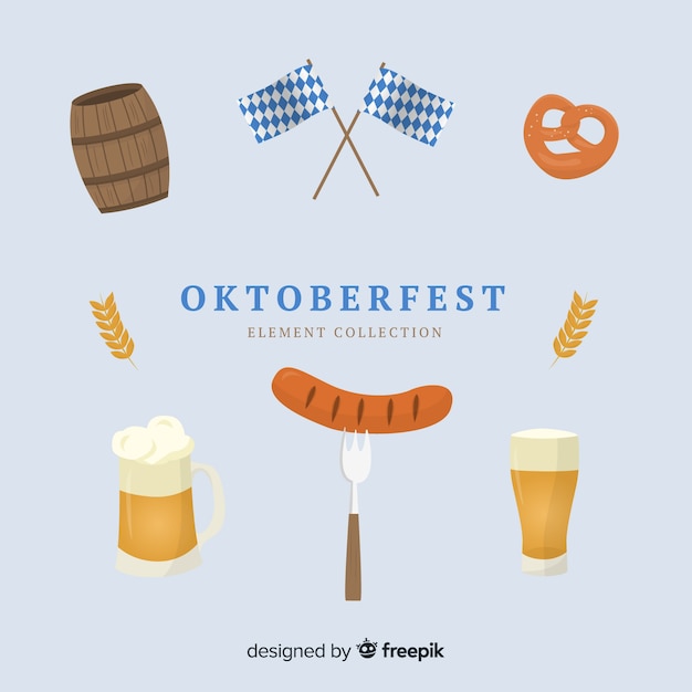 Free vector flat design oktoberfest element collection