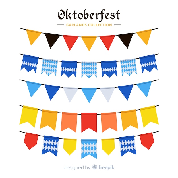 Flat design oktoberfest garland collection