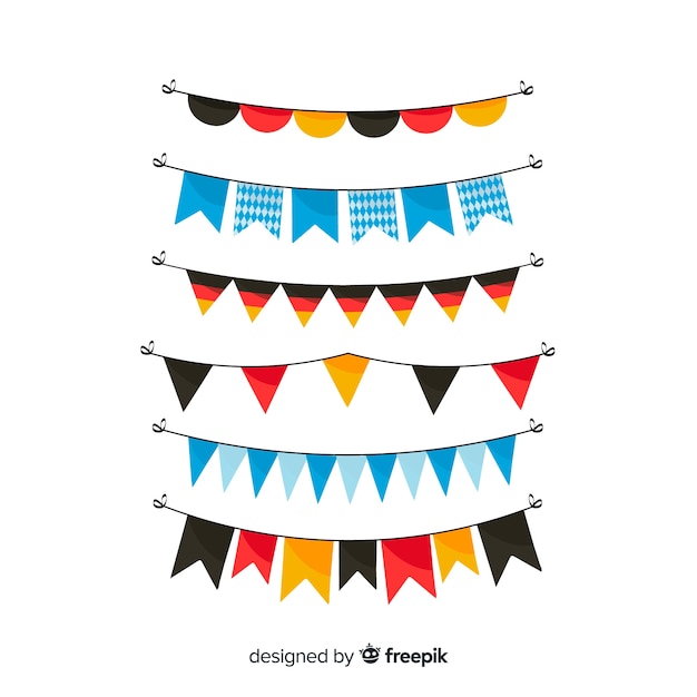 Flat design oktoberfest garland collection