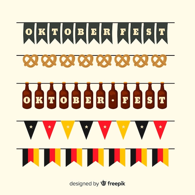 Flat design oktoberfest garland collection