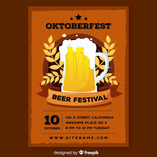 Flat design oktoberfest poster template