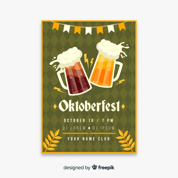 Flat design oktoberfest poster template