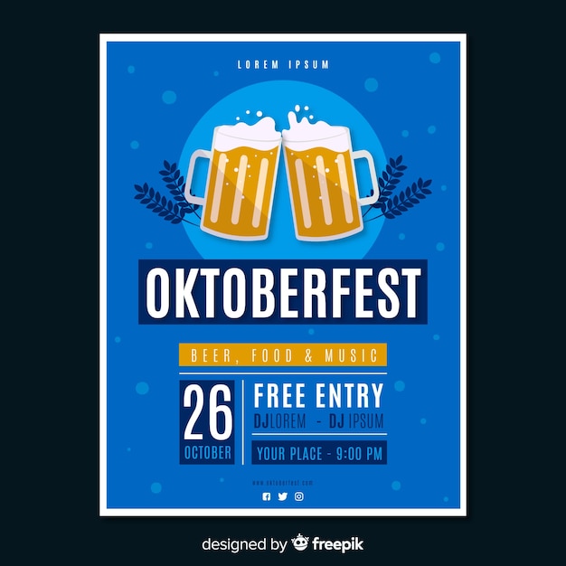 Flat design oktoberfest poster template