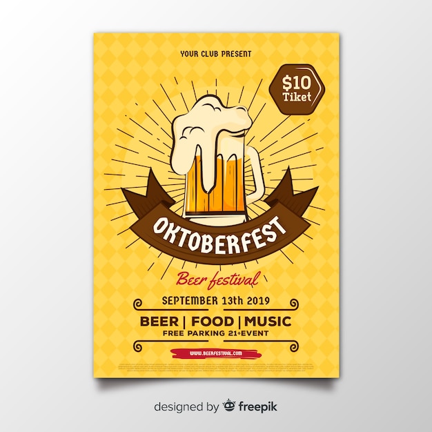 Flat design oktoberfest poster template