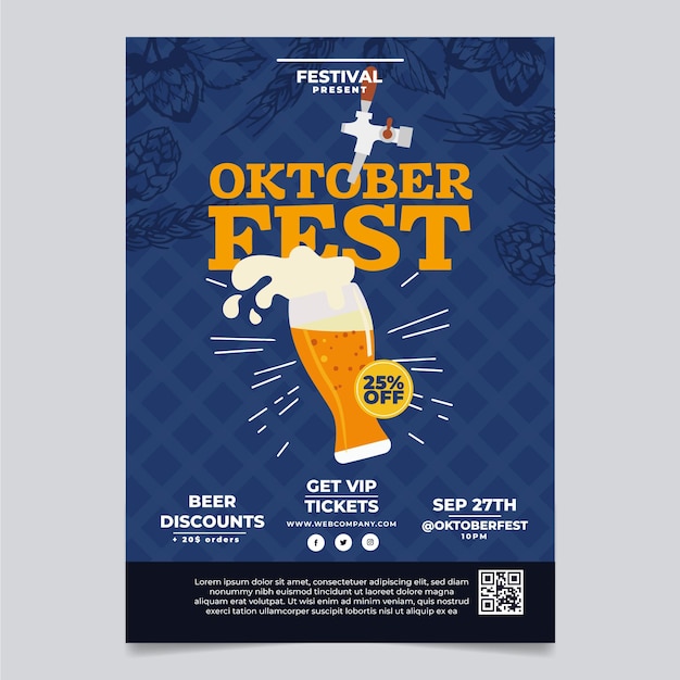 Free vector flat design oktoberfest poster template